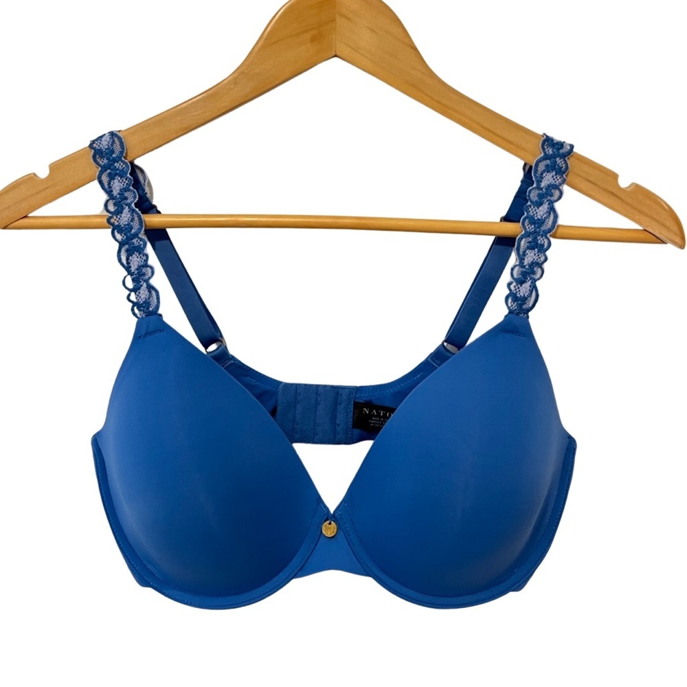 Natori Pure Luxe Plunge T-Shirt Blue Bra 34D ($74) - Picture 2 of 6